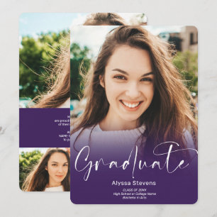 Anuncio Guión morado moderno 4 fotos graduación