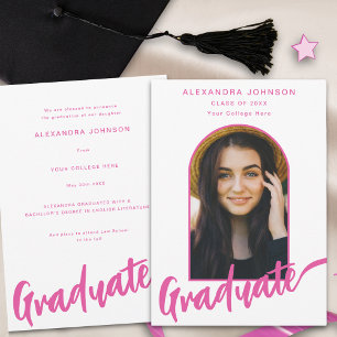 Anuncio Guión rosa moderno de arco de fotos para graduados