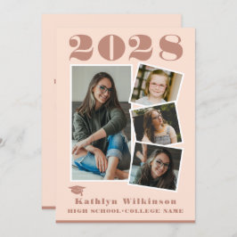 Anuncio Guión rosa Rosa moderno 4 Graduación de Collage de