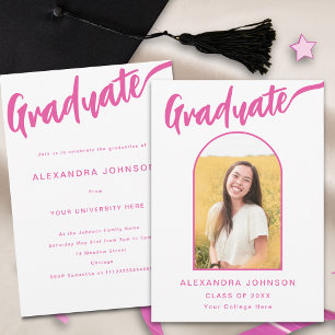 Anuncio Guión rosado del arco de fotos de graduados