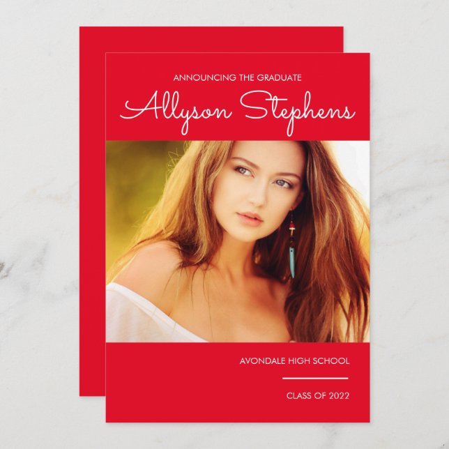 Anuncio Guión sencillo de estilo Un foto rojo | Texto blan (Anverso / Reverso)