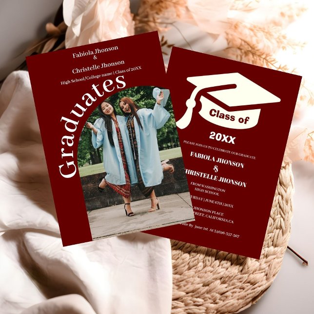 Anuncio Guión simple burgundy doble graduación (Subido por el creador)