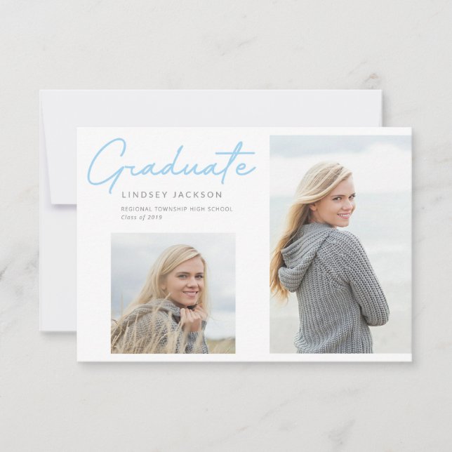 Anuncio Guión suave azul estilo Graduado 2-Foto (Anverso)