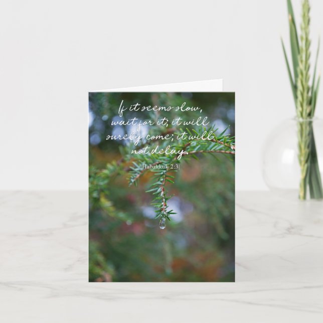 Anuncio Habakkuk 2:3 Raindrop Get Well Card (Anverso)