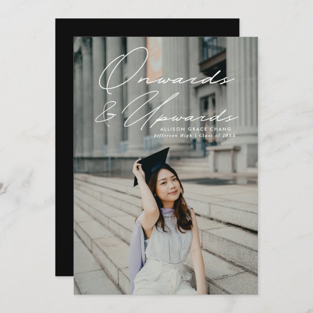 Anuncio Hacia adelante y hacia arriba 2 Graduación de foto (Anverso / Reverso)