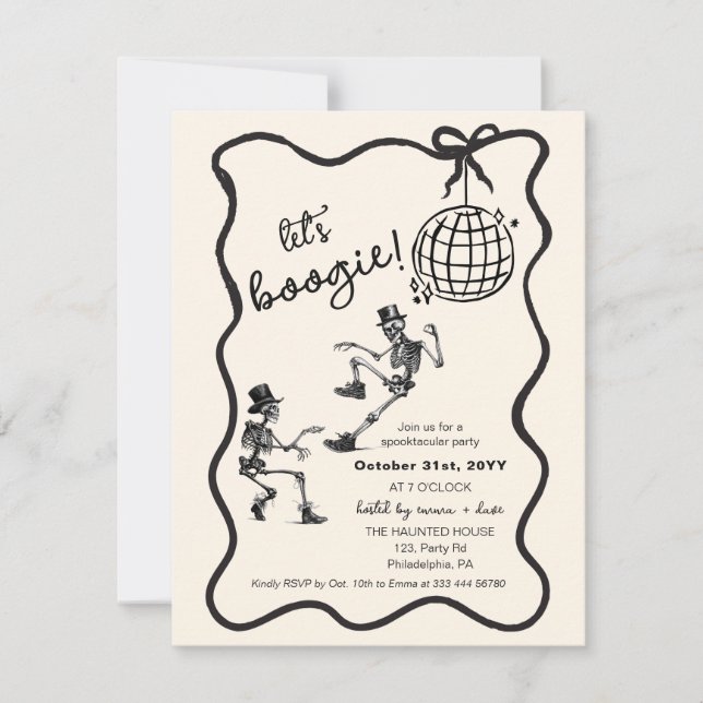 Anuncio Halloween Adultos Fiestas bailando esqueletos bola (Anverso)