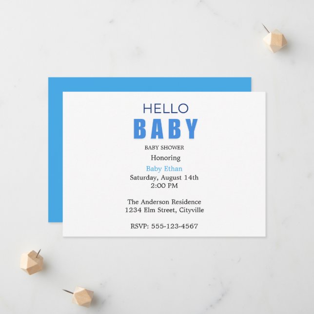 Anuncio Hello Baby Ethan Shower Invitation (Anverso/Reverso In Situ)