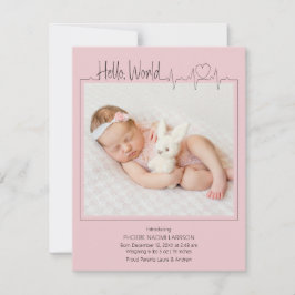Anuncio Hello, World Baby Announcement Card
