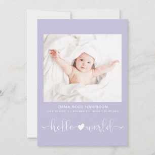 Anuncio Hello World Photo Heart Arrow Purple Chica Birth