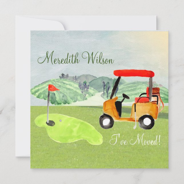 Anuncio Hemos movido el carrito de golf Verdes el movimien (Anverso)