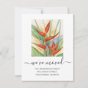 Anuncio Hemos movido Heliconia Floral Script Moving