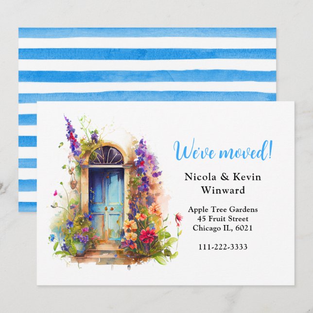 Anuncio Hemos movido la puerta de flores de lavanda floral (Anverso / Reverso)