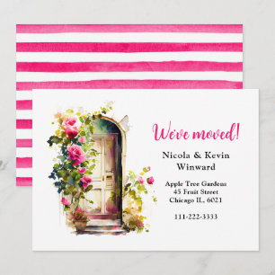 Anuncio Hemos movido la puerta de las rosas rosadas floral