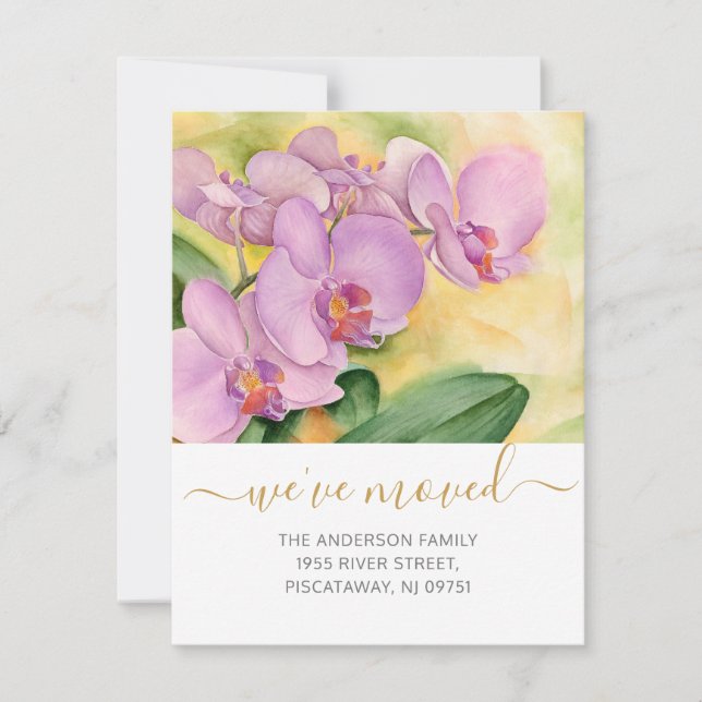 Anuncio Hemos movido orquídeas rosadas Floral Gold Name Sc (Anverso)