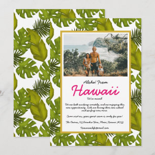 Anuncio Hemos mudado a Aloha de las hojas tropicales de Ha