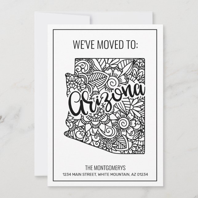Anuncio Hemos mudado la floral Mandala Arizona nueva casa (Anverso)