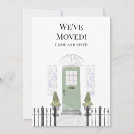 Anuncio Hemos mudado la nueva puerta verde acuarela del ho
