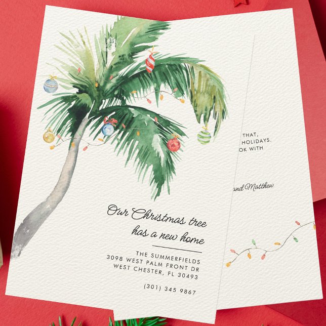 Anuncio Hemos trasladado a Navidades de vacaciones en palm (Christmas Holidays Moving Announcement Luxury Change of Address Card)