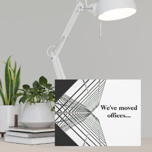 Anuncio Hemos Trasladado Oficinas Negocios Blanco y Negro 