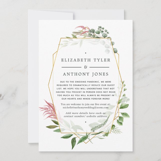 Anuncio Herbario Geométrico Forestal Invitados de Boda Red (Anverso)