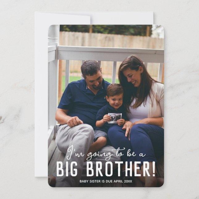 Anuncio Hermano mayor foto personalizada embarazo sibling (Anverso)