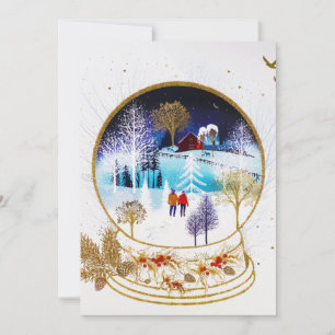 Anuncio Hogar de la Noche de Invierno Dorada Pareja Snowgl