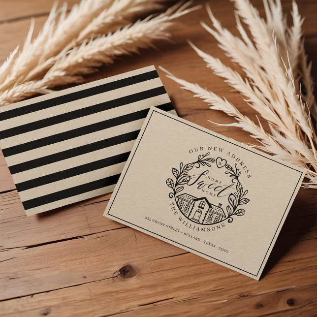 Anuncio Hogar dulce hogar Nos hemos mudado a casa Escudo d (Home Sweet Home We've Moved Home Wreath Crest Announcement)