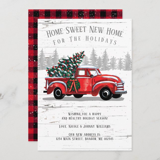 Anuncio Hogar para el traslado de árboles de camiones rojo (Anverso / Reverso)