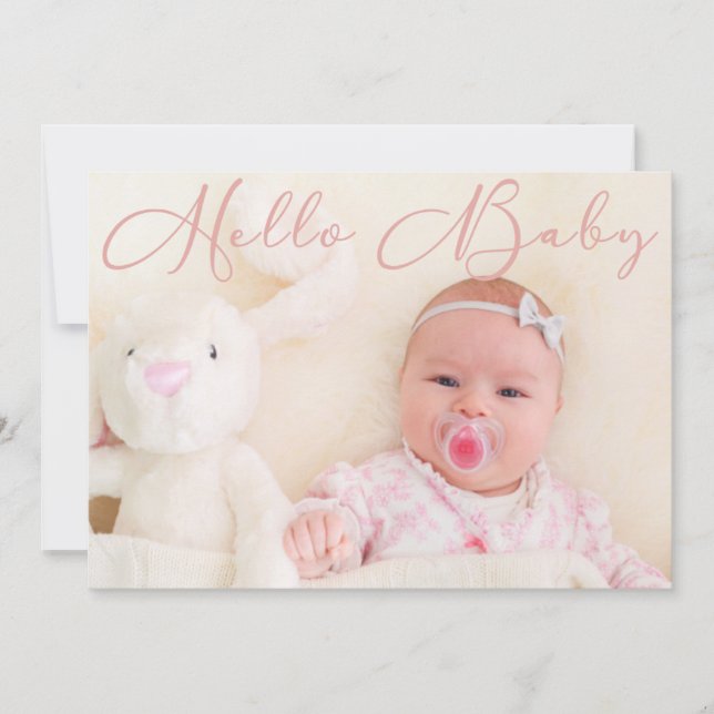 Anuncio Hola Baby Script Pink Baby Girl Photo (Anverso)