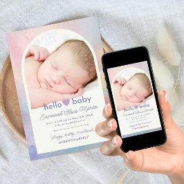 Anuncio Hola bebé Chicas de Collage de fotos Arch Nacimien