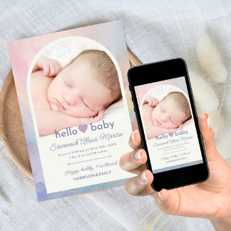 Anuncio Hola bebé Chicas de Collage de fotos Arch Nacimien