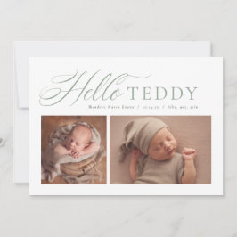 Anuncio Hola guión elegante dos foto sage nacimiento verde