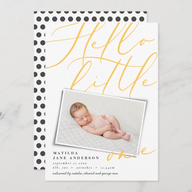 Anuncio Hola moderna tipografía fotográfica amarilla 1 (Anverso / Reverso)