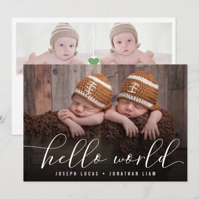 Anuncio Hola Mundo Caligrafía Elegante Colograma de Fotos  (Anverso / Reverso)