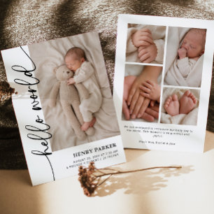 Anuncio Hola Mundo Foto de nacimiento de bebé recién nacid