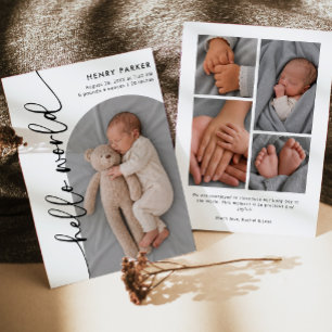 Anuncio Hola Mundo Foto de nacimiento de bebé recién nacid