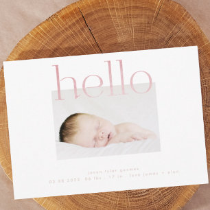 Anuncio hola Rubor Relieve metalizado rosa moderno simple