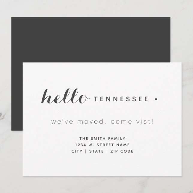 Anuncio Hola Tennessee Nueva Casa Nos Hemos Mudado (Anverso / Reverso)