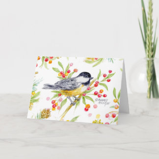 Anuncio Holiday Chickadee Berry Branch Greeting Card