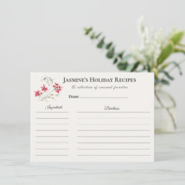 Anuncio Holiday Recipe Card – Personalized Winter Floral D
