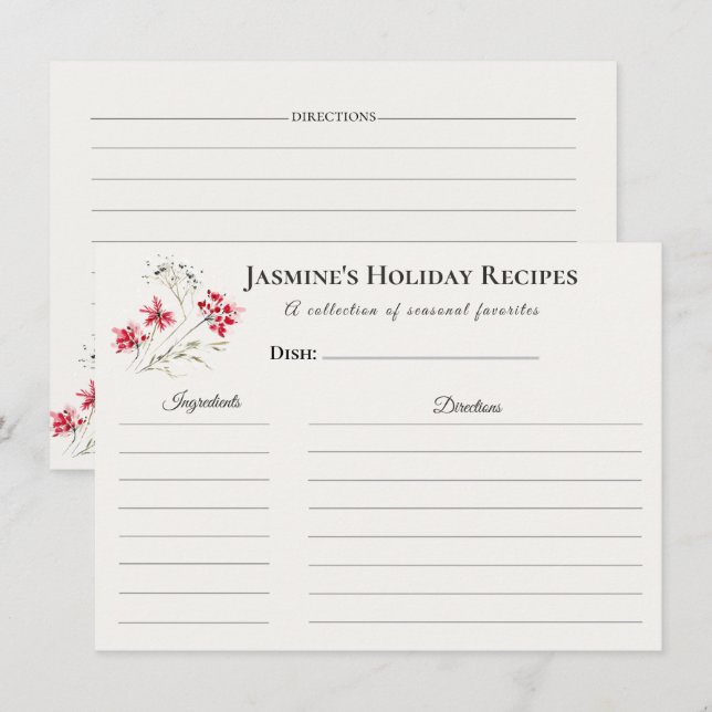 Anuncio Holiday Recipe Card – Seasonal Kitchen Stationery (Anverso / Reverso)