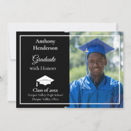 Anuncio Honors Graduation Announcement White Cap and Photo