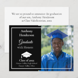 Anuncio Honors Graduation Announcement White Cap and Photo