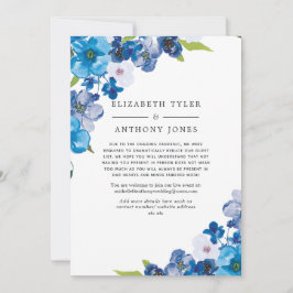 Anuncio Hues of Blue Floral Reduced Boda Guest List