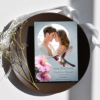 Hummingbird e Hibiscus Photo Save the Date | Azul