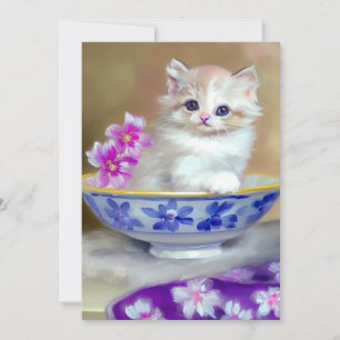 Anuncio Ilustracion de gatito blanco vintage