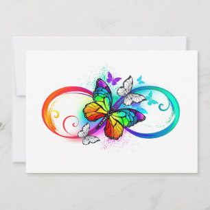Anuncio Infinito brillante con mariposa arco iris