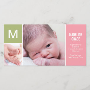 Anuncio inicial de nacimiento del bebé - rosa