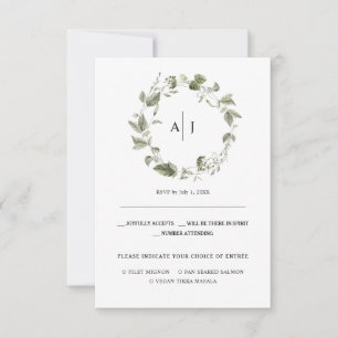 Anuncio Inicial Watercolor Greenery Wedding RSVP