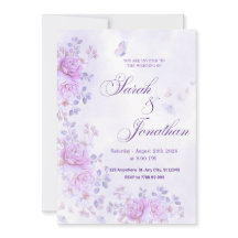 💐Invitación de boda floral romántica púrpura